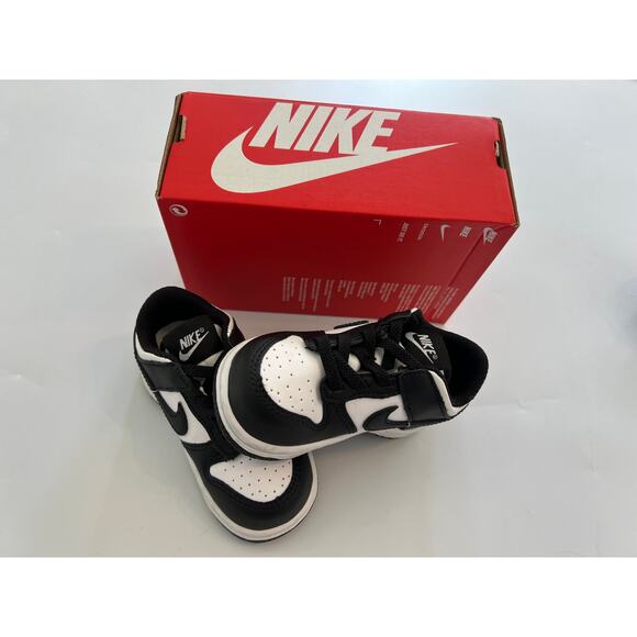 Nike Dunk Low (TDE) White Black Lace Up Sneaker Toddler Size 6C CW1589-100 - Picture 1 of 10